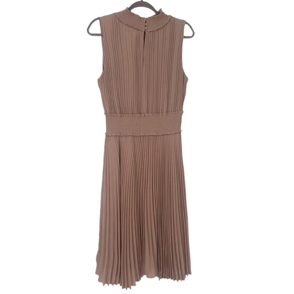 Nanette Nanette Lepore - Pleated Mock Neck Midi Dress Mauve Rose Size 12 - Picture 4 of 7